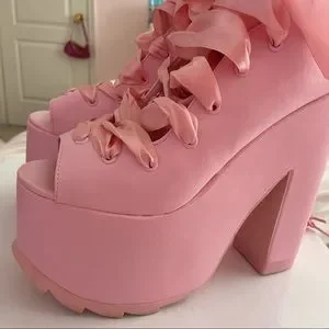Y.R.U. x Dolls Kill Pink Ballet Bae Platforms